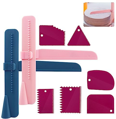 YUEYUAN 2 Pcs Verstellbar Kuchen Schaber mit 6 Pcs Fondant Spatel，Glätter Kuchen Schaber Kuchen Sahne Schaber Kuchenschaber Fondant Glätter DIY Modellierwerkzeug Fondant Kuchenschaber
