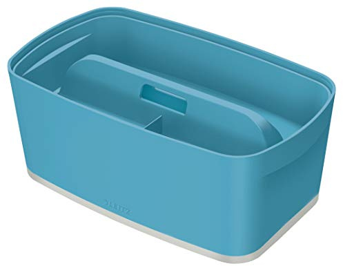 Leitz MyBox kleine Aufbewahrungsbox mit Deckel und Aufbewahrungsschale mit Griff, Sanftes Blau, Cosy-Serie, 52670061, Boite