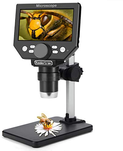 Koolertron LCD-Digital-USB-Mikroskop, Koolertron 4,3 Zoll 1080P 8 Megapixel 1000-fache HD-Vergrößerung, kabellose Mikroskopkamera mit 8 LED-Leuchten, 2000-mAh-Akku.