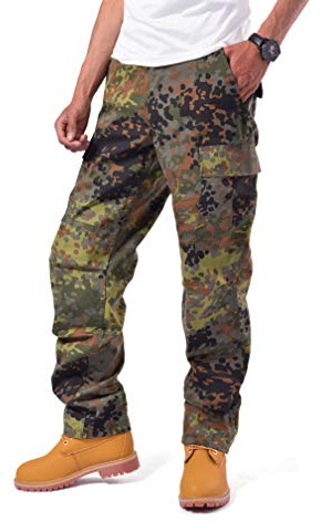 BACKBONE Mens Fashion Bright Camouflage Cargo Pants Military Combat Style BDU Pants (M, German Camo -Ripstop)