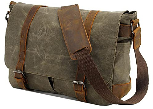 Neuleben Wasserdicht Kameratasche für DSLR Umhängetasche Vintage Groß Fototasche Canvas Leder Camera Bag Aktentasche