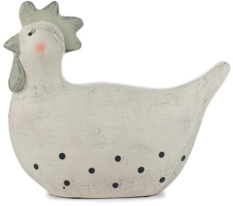 Gallina con puntos, escayola, hecha a mano, color blanco, verde y gris, figura decorativa para cocina, escultura, decoración de ventanas de Baden