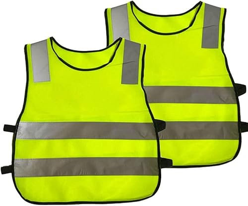 Sicherheitsweste, Reflektierende Sicherheitsweste, 2er Pack Kind Baby Hi Vis Viz Hohe Sichtbarkeit Reflektierende Kinder Kinder Kleinkind Arbeitskleidung Weste Jacke 4 Band Elastische Träger(Rot)