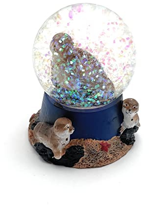 Onwomania Robbe Baby Robben Ohrenrobbe Höhe 6,5cm Schneekugel Glitzerkugel Kugel schütteln Mehrfarbig