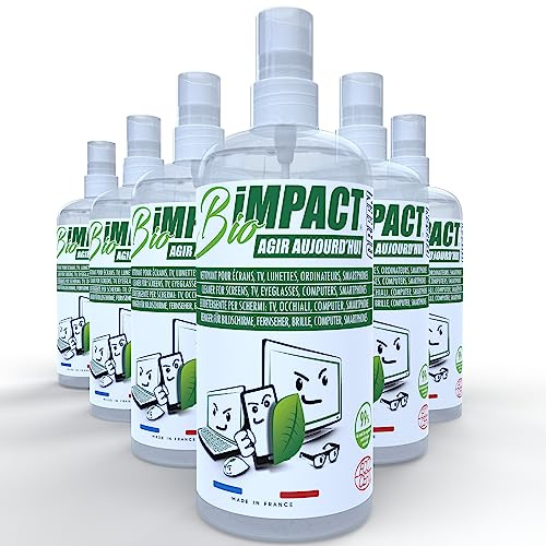 Limpiador de pantallas de TV, ordenador, gafas, 6 x 500 ml, aerosol natural, certificación Ecocert