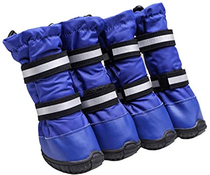 JUSHZ Hundeschuhe Wasserdicht Pfotenschutz Dog Shoes Hund Schuhe Neopren Für Große Hunde 4er-Set Mit Abriebfester Anti Rutsch Gegen Hitze Regenfest rutschfest (90,Blue)