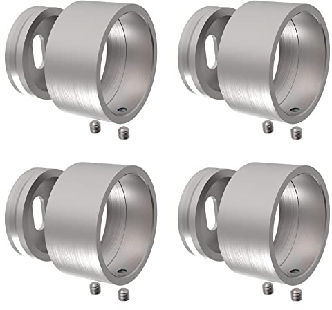 PRIOstahl Flangia da parete a flangia per tubi, 4 pezzi da 42,4 mm, fissaggio invisibile alla parete per tubi tondi, corrimano, ringhiera per scale, supporto in acciaio inox V2A