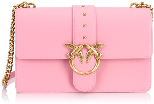 Pinko Love One Classic CL VITELLO Seta, Borsa Donna, P31Q_Rosa Marino-Antique Gold, Taglia Unica