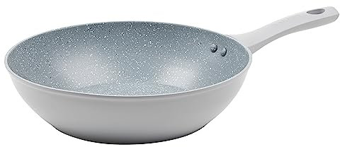 Salter BW11614TE Marblestone Stir Fry Pan - Non-Stick Wok, Corrosion-Resistant Forged Aluminium, Dishwasher Safe, Suitable for Induction Hobs, Eat Healthy with Little Or No Oil, 28 cm, Grey