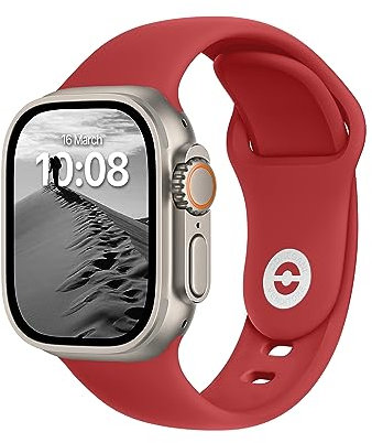 ELETTRONEO SB Armband für Apple Watch Band Ultra 3 2 49mm, Series 11 10 46mm, 9 8 7 45mm 41mm, SE 6 5 4 44mm 40mm, 3 2 1 42mm 38mm Damen Herren Sport Silikon Strap, Rot Weihnachten