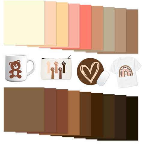 Tintnut Sublimationsmuster-Transferpapier, Hautton, 18 Blatt, 30,5 x 25,4 cm, cremefarben, Kamel, kaumfarben, Beige, Braun, Hellbraun, Sublimations-Transferpapier, kompatibel mit Cricut für
