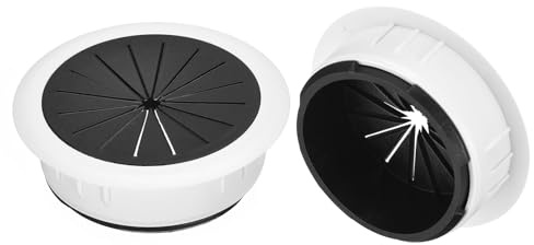 sourcing map 2Pcs Cable Hole Cover, 2-3/8 Inch (60mm) ABS Desk Cable Wire Cord Grommet Hole Cover for Office Computer Desk Wire Organizer, White