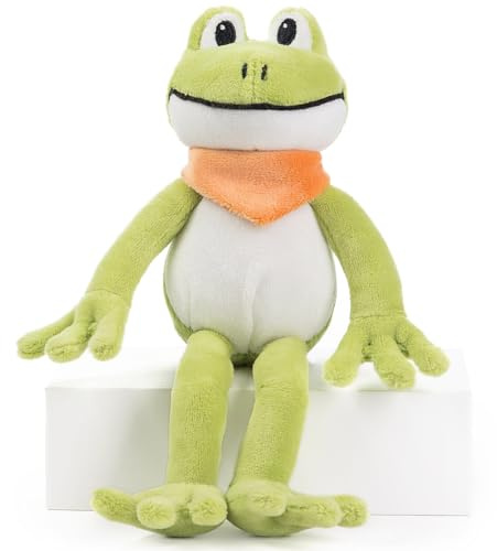 Schaffer 5731 - Plüsch Frosch Quark - Kuscheltier - Größe (S) 21 cm | Extra weich - Waschbar bei 30 °C - DIN EN 71 geprüft - Ab Geburt geeignet - Hochwertige Verarbeitung