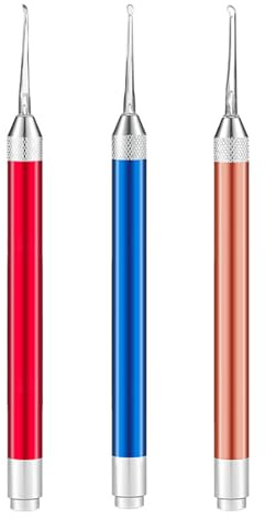 Roséguld + röd + blå (3 stycken) vattentät ficklampa öronpinnar öronvax rengöring med LED-ljus, lysande öronkedja sked rengöringsverktyg, ficklampa öronpinnar