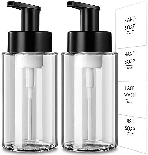 GMISUN Schaumseifenspender, 300ml Modern Seifenspender Schaum für Küche, 2 Stück Seifenspender aus Glas für Bad, Nachfüllbarer Seifenschaumspender, Pumpspender, Spülmittelspender, Handseifenspender