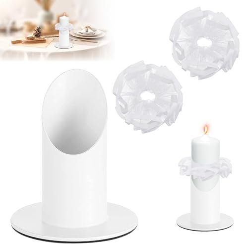 DTXYBC Kerzenständer Kommunionkerze, Kerzenhalter Kommunion mit 2 Tropfschutz Deko, für Stabkerzen, Taufkerze, Hochzeit Kerze, Kommunionkerze