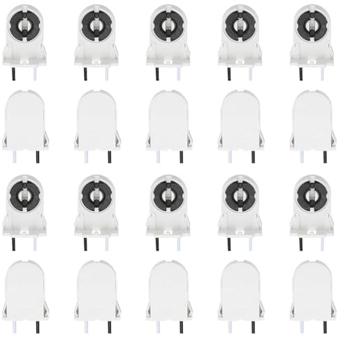 PATIKIL T8 Lamp Holder with Wires, 50Pcs PC Heat-Resistant G13 Base Light Socket for LED Fluorescent Tube Replacements