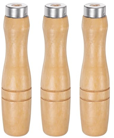 QUARKZMAN Poignées de Lime en Bois 4,13 Pouces Trou Rond 4,8 mm 3Pcs | Collier Métallique, pour Limes Métalliques de 6 Pouces