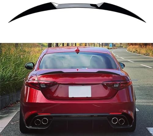 HhyY6LL Auto Heckspoiler Spoiler für Alfa Romeo Giulia 2015-2024,Kratzfeste Kofferraum Heckspoiler Flügel Lippe Dachspoiler Heckflügel Zubehör,A-Glossy Black