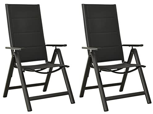 Sufrk Klappbare Gartenstühle 2 STK. Textilene und Aluminium Schwarz TerrassenstüHle Gartenstuhl Klappbar