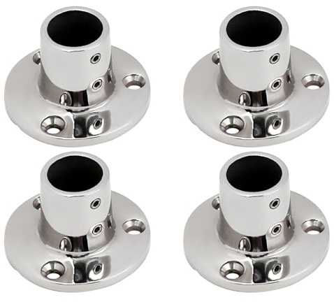 AiQima 4 Pezzi 22 mm/25 mm 90 Gradi corrimano for Barche Raccordo in Acciaio Inox 316 ferramenta corrimano for Barche Tubo Base Rotonda(25mm 90 Degree)