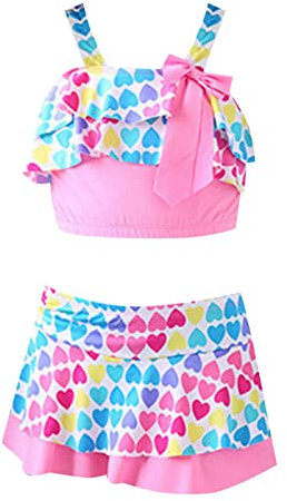 Badeanzug für Mädchen, zweiteilig, Regenbogen-Bikini-Badeanzug für 3 bis 14 Jahre, Schwimmbad, heiße Quelle, Natatorium Dino Badeanzug