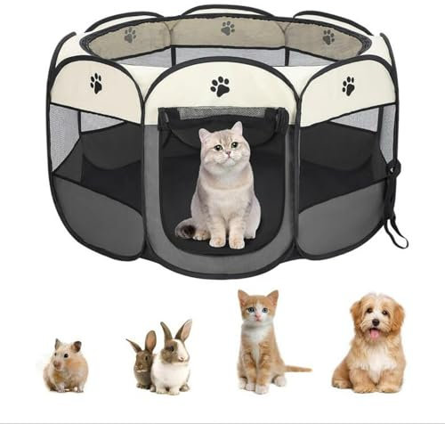 Afenau Welpenlaufstall Tierlaufstall Faltbar für Hunde, Faltbarer Laufstall Für Haustiere, Welpenlaufstall für Drinnen, Faltbares Zelt für Haustiere, Achteckiger Käfigzaun Haustierzelt, 2025 Upgrated