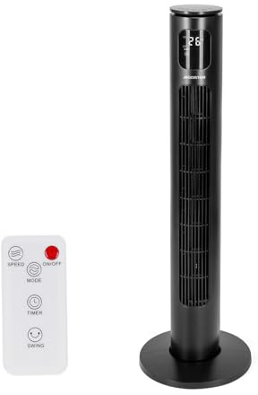 VoltShine Ventilador de torre, 40 pulgadas, 3 velocidades, control electrónico, color negro; ideal para refrescar espacios y mejorar la circulación del aire.