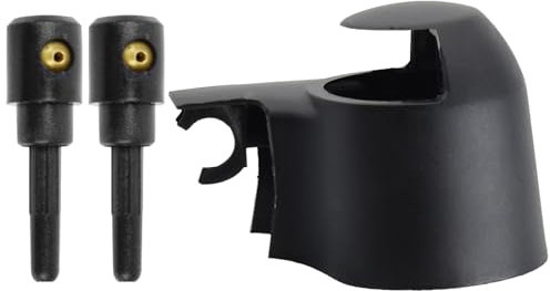 QASULER Hinterer Wischerarm, Kippmutter, Abdeckkappe, Unterlegscheibe, Strahldüse, for VW, Transporter T5, for Multivan, Caravelle Doubleback California 2003–2015 Scheibenwaschdüsen(Nozzle with Cap)