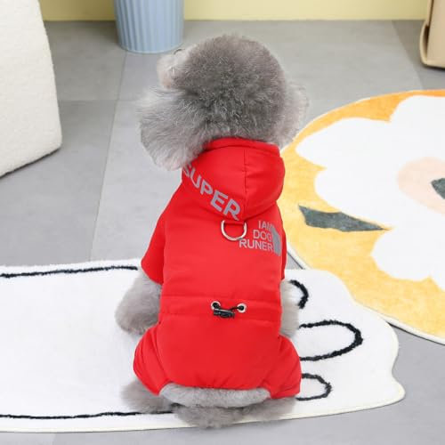 GearPrice Profi Hundejacke Hundemantel Wasserdicht Fleece gefüttert Warme Winterjacke Hunde Bekleidung für Winter Herbst (Rot, M)