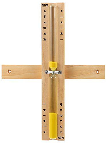 Ciieeo Minuterie De 15 Sablier De Sauna en Verre Et Bois, Minuterie Murale Décorative Jaune, Usage Spa Et Hammam, Accessoire De Bain Compact