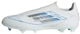 adidas Unisex Bota de fútbol F50 League Laceless césped Natural seco/multisuperficie, Cloud White/Silver Metallic/Cloud White, 44