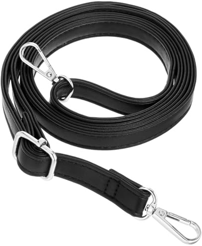 Correa de cuero ajustable para bolso de mano, correa de cuero negro, 85-150 cm, correas de repuesto con ganchos de metal para bolso de bricolaje y briefcas para cartera, bolsas de hombro (plateado)