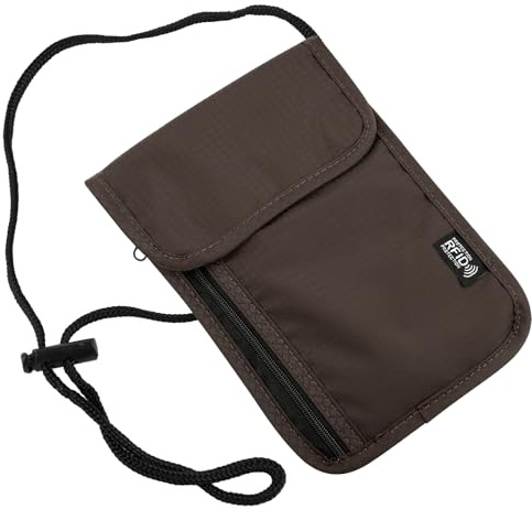 Brustbeutel mit RFID Schutz Herren Damen Jungen, Wasserdicht Brusttasche | Braun Anti-Diebstahl Reisegeldbeutel, Handy Umhängetasche für Passport, Kreditkarten, Smartphone, Münzen, Geld