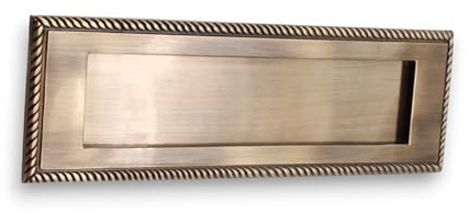 Infinity Decor 10” Solid Brass Georgian Rope Design Sprung Letter Plate in Antique Brass Ideal for Front Door