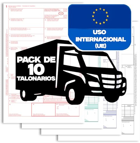 SERVILABEL - Pack 10 Talonarios CMR Autocopiativos - Transporte Internacional - 4 Copias Numeradas - 25 Juegos Numerados - Cumple con Normativa CMR Internacional (10)