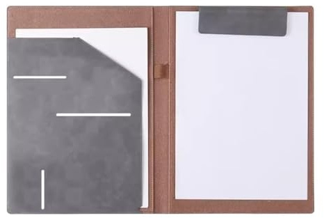 Dokumentmapp A4 affärsmapp lädersignering detta kontraktsklämma databok fil lagring (mörkgrå)