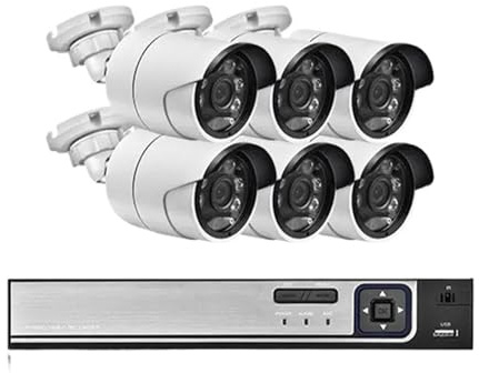 WAFOHSR Di Videosorveglianza A Colori Full HD Ultra FHD 4/8 Canali 4K POE 8MP H.265 NVR Audio IP Kit Telecamere Sicurezza CCTV For Esterni Rilevamento Del Movimento(None,8CH NVR and 6Cameras)
