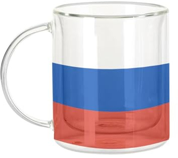 Fabulous Mug Verre Double Paroi - Drapeau Russie Football Sport Equipe Nationale - Tasse a Cafe et The Isotherme 330ml Effet Suspendu Anti-Brulure Imprime en France
