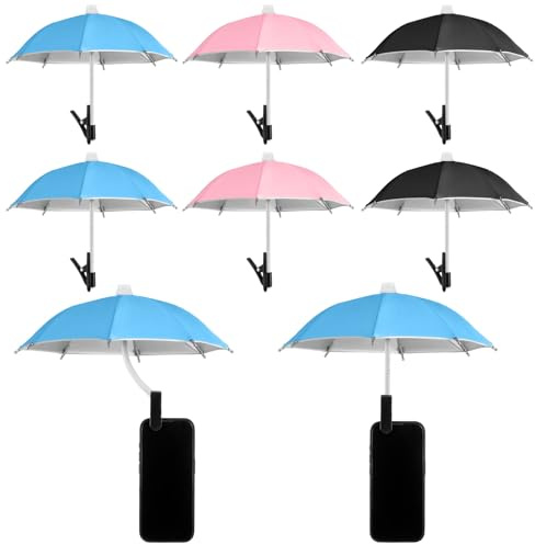 Flutesan 6 Sets Phone Umbrella for Sun Phone Umbrella Cell UV Protection Anti Glare Sun Shade Adjustable Sunshade with Hand Style Suction Cup Outdoor Shield Sunshade for Summer Beach Holiday