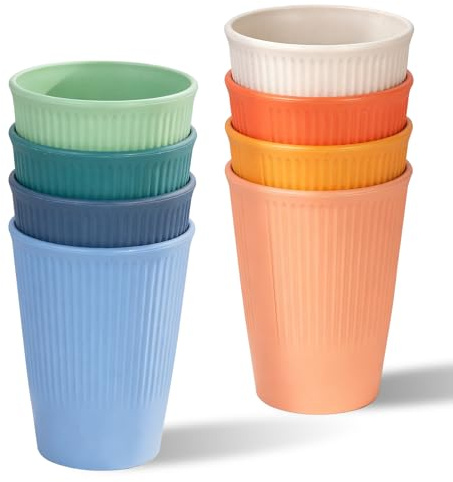 8 Pcs Unbreakable Drinking Cups, 350 ML Reusable Plastic Cup for Kids and Adults, Lightweight and Durable, Dishwasher Safe, Perfect for Kitchen and Outdoor Use, 8 Colors