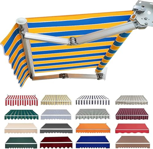 Telo Tenda da Sole per Esterno Ricambio, Telo di Ricambio per Tende da Sole con Bracci Estensibili per Esterno, Tessuto Sostitutivo per Tenda da Sole,C,(16x6.5ft) 5x2m