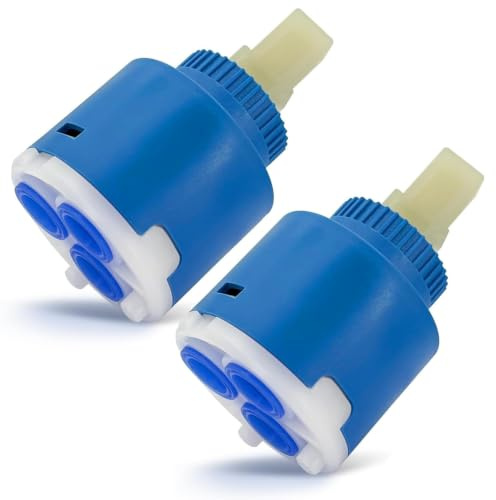 2-Pack 35mm Tap Cartridge Replacement | Ceramic Disc Mixer Tap Cartridge with 90-Degree Rotation for Kitchen and Bathroom Basin Repair
