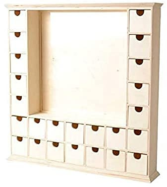 Artemio 14002558 Adventskalender aus Holz, quadratisch, mit Schachteln, 44 x 44 x 7 cm