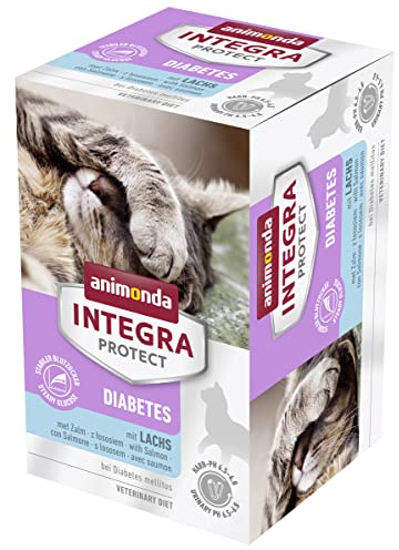 Animonda Integra Protect Nourriture pour Chat Humide Diabète Saumon (6 x 100g), recommandé par Le vétérinaire pour Le diabète sucré, Aliment diététique Unique pour Chats Adultes développé avec des