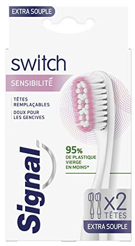 Signal Switch Têtes Remplaçables Sensibilité Extra Souple, pour Brosse à Dents Switch, Doux pour les gencives, x2 têtes