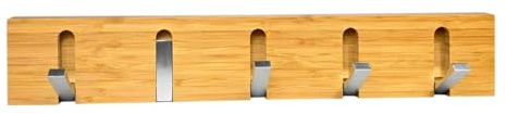Wall Mounted Door Hooks Coat Hang Racks Wall Organizer Cloths Hanger Bamboo Wood Foldable Wardrobe Hooks Hats, Scarves, Keys, Towel Holder, Folding Shelf (5 Hooks)