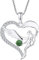 FJ Herz Schutzengel Halskette Damen 925 Sterling Silber Engelsflügel Kette Anhänger Smaragd Mai Geburtsstein Halskette Schmuck Geschenke für Frauen Mädchen