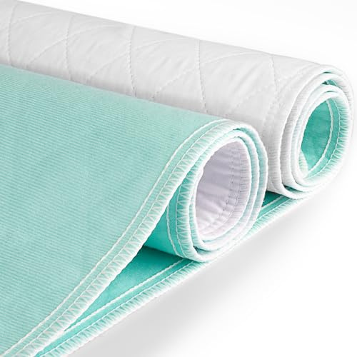 CoolShields Waterproof Bed Pads Incontinence Washable Reusable Bedwetting Mattress Protector Pad for Kids, Adults, Elderly, and Pets 34'' x 52'' (2 Pack)