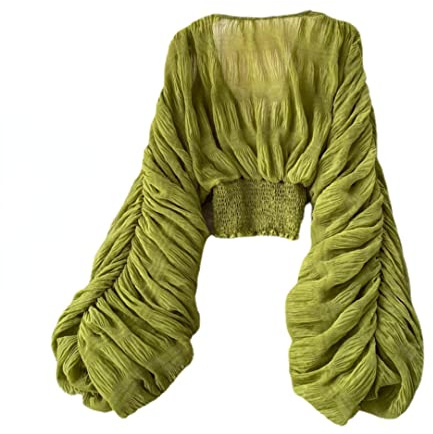 Bell Sleeve Tops for Women Dressy Tops for Evening Wear Lace Blouses for Women (Green,One Size,One Size)